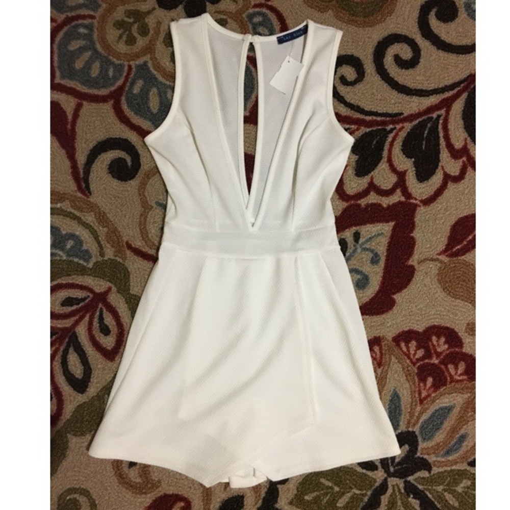 Plunging Neckline Romper w/ Asymmetrical Hem
